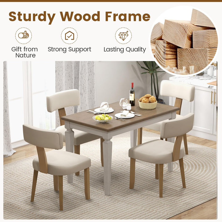 Giantex Upholstered Dining Chairs Set, Mid Century Modern Kitchen Chairs w/Curved Backrest &amp; Rubber Wood Legs