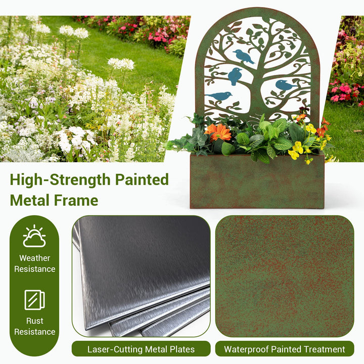 Giantex Raised Garden Bed Set of 2 - Wall-Mounted &amp; Freestanding Decorative Planter Boxes with Trellises