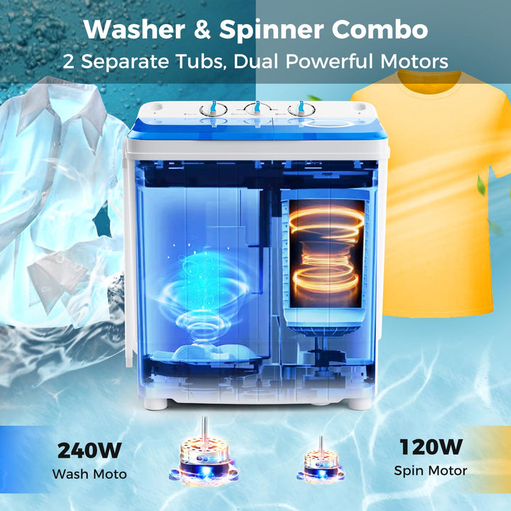 17.6 lbs Portable Washing Machine with Drain Pump