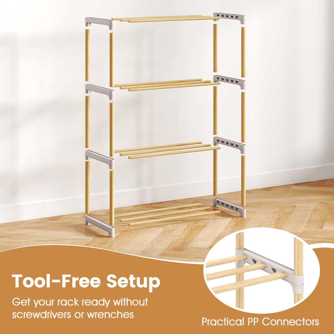 Giantex 4-Tier Stackable Pine Wood Shoe Rack for entryway