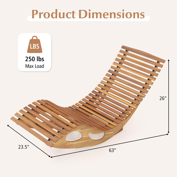 Giantex Acacia Wood Outdoor Rocking Chair, Patio Lounge Chair with Ergonomic Curved &amp; Slatted Seat, High Back