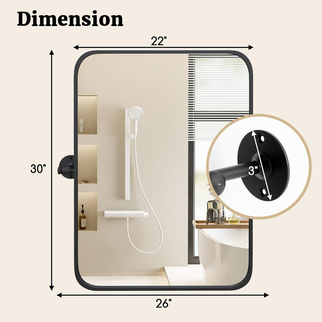 CHARMAID Pivot Mirror for Bathroom - 30&
