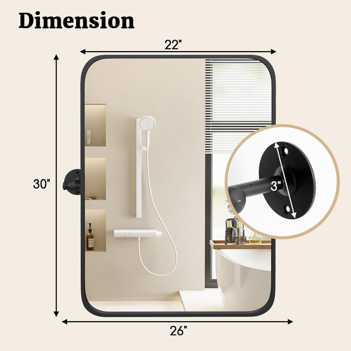 CHARMAID Pivot Mirror for Bathroom - 30&