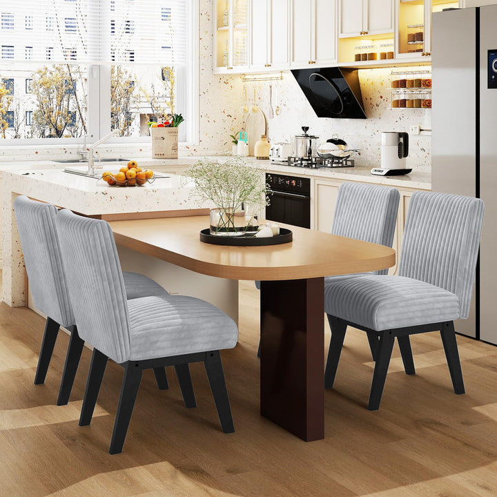 Giantex Fabric Upholstered Channel Tufted Kitchen Chair w/ 6" Thick Padded Seat &amp; Backrest