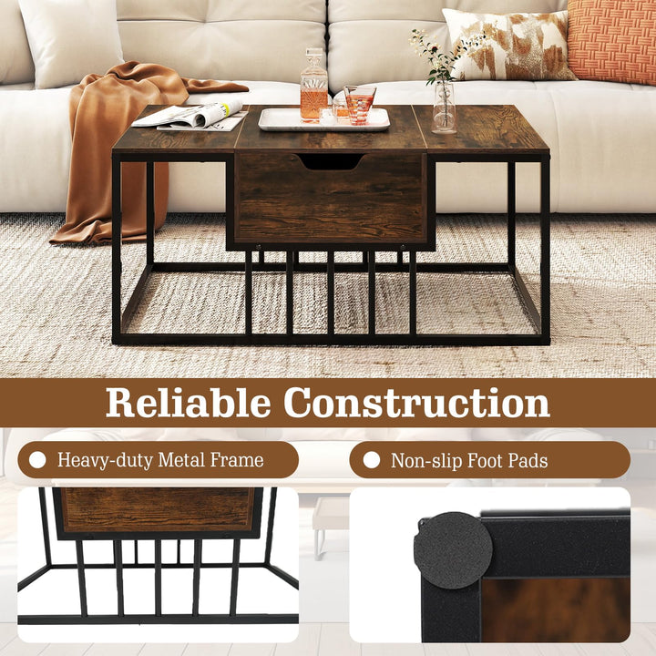 Giantex Modern Center Table with Hidden Storage Compartment