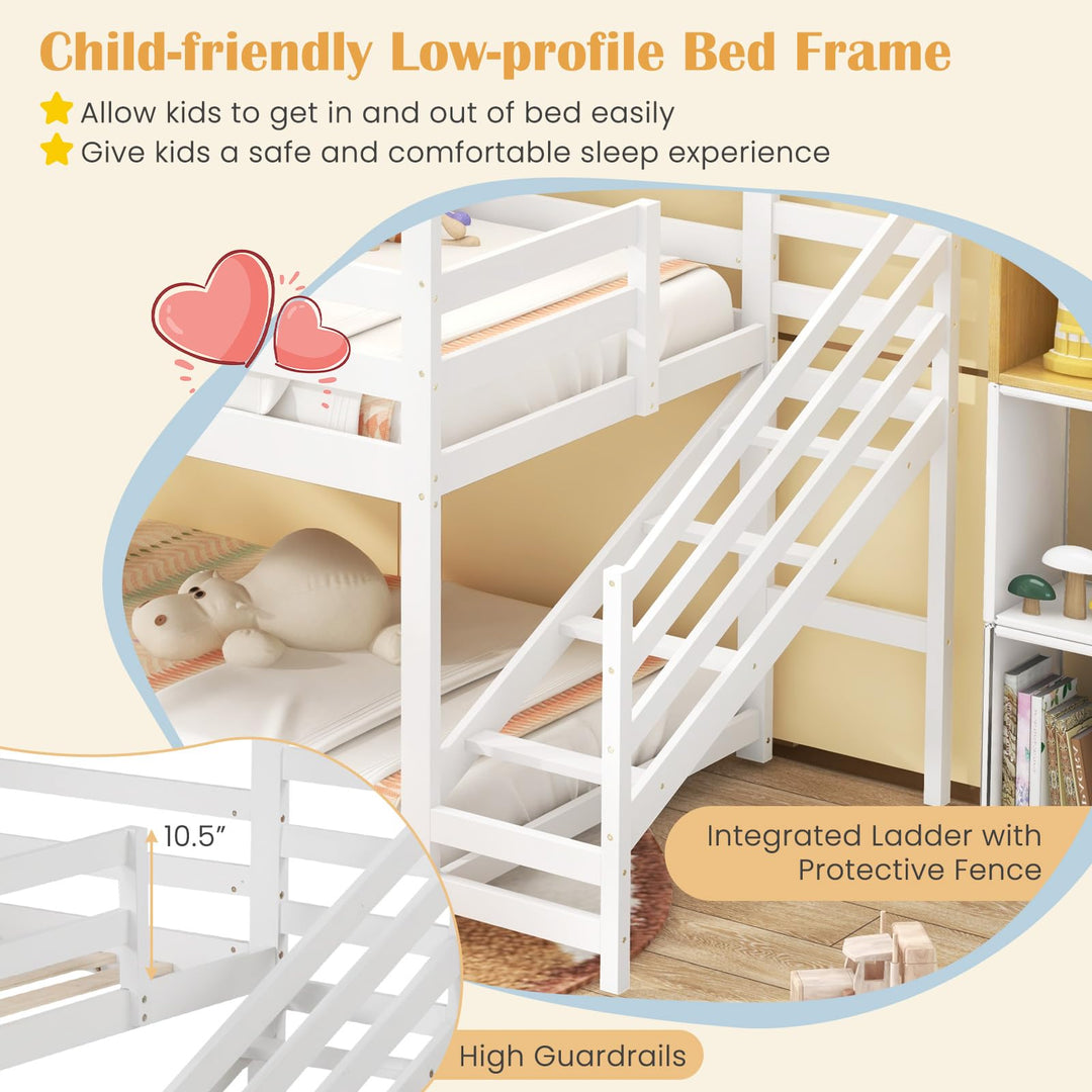 Giantex Twin Bunk Beds with Stairs, Floor House Bed with Roof &amp; Window