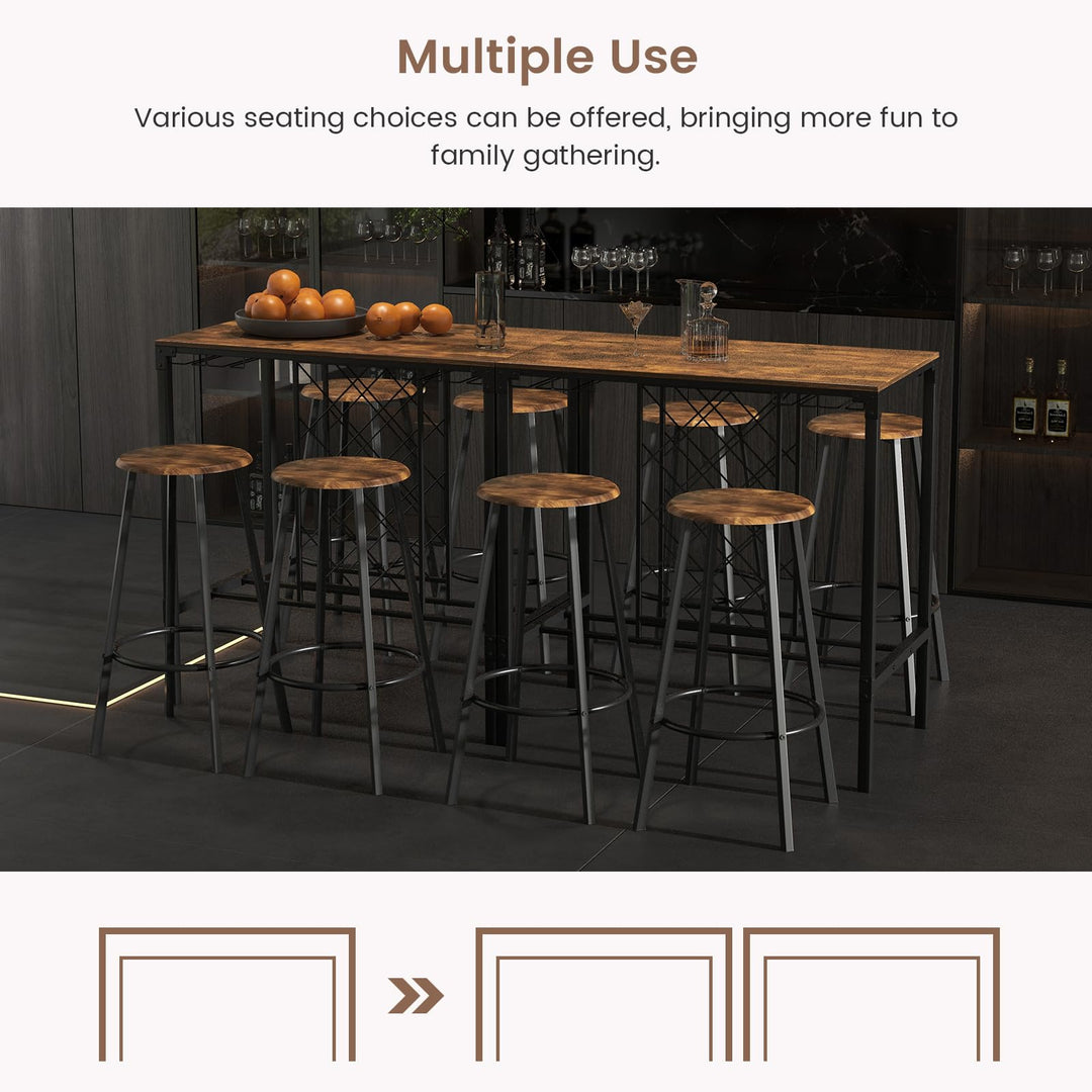 Giantex 5 Pieces Bar Table and Stools Set - Bar Height Table with Stools for 4, Kitchen Table Set with Wine Rack &amp; Glass Holder