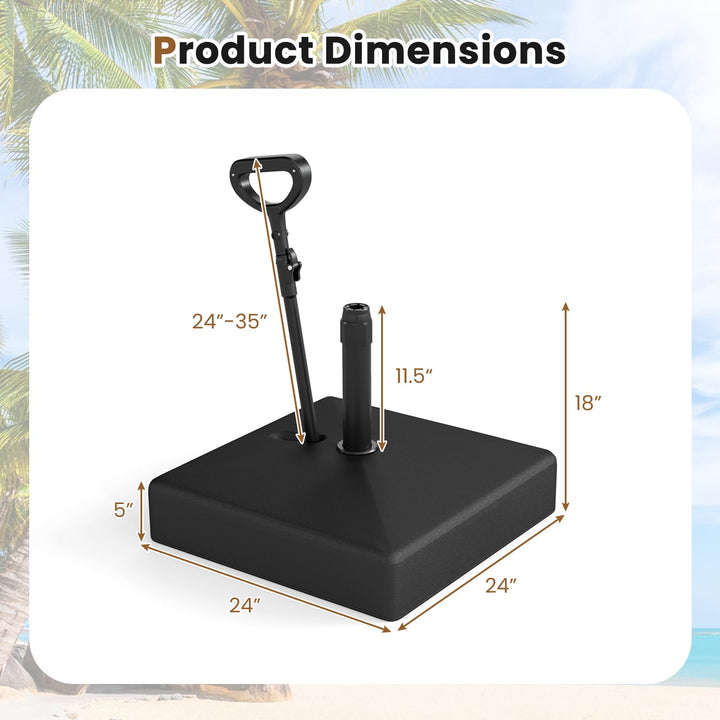 Giantex 132 lbs Fillable Patio Umbrella Stand with Retractable &amp; Removable Pull Rod
