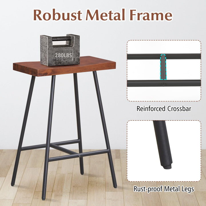 Giantex 24" Bar Stools Set of 2, Counter Height Bar Stools with Footrests, Solid Metal Legs