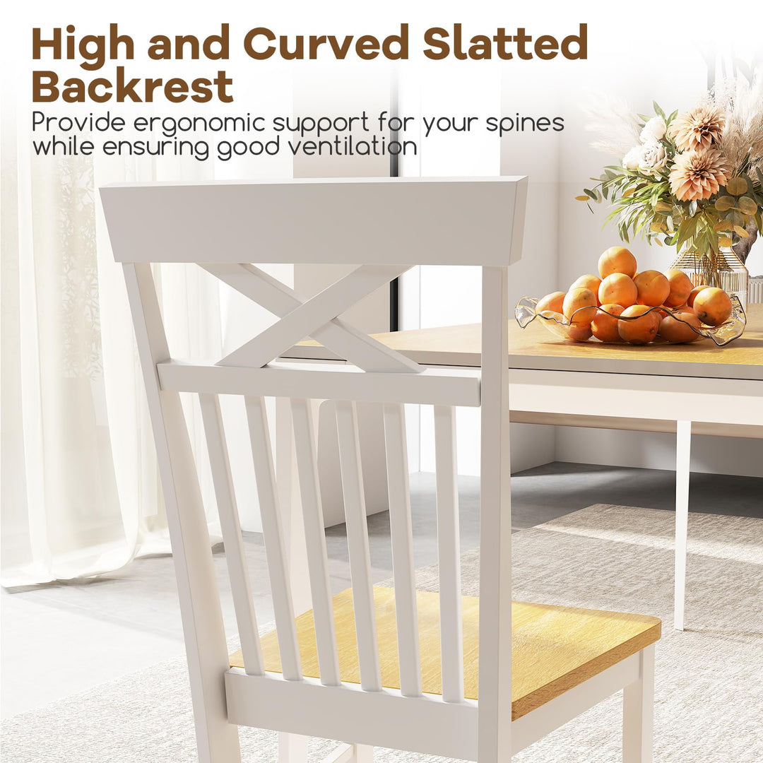 Giantex Wooden Dining Chairs Set of 2/4, Kitchen Chairs w/Rubber Wood Frame, High &amp; Curved Slatted Backrest, Modern Armless Chairs