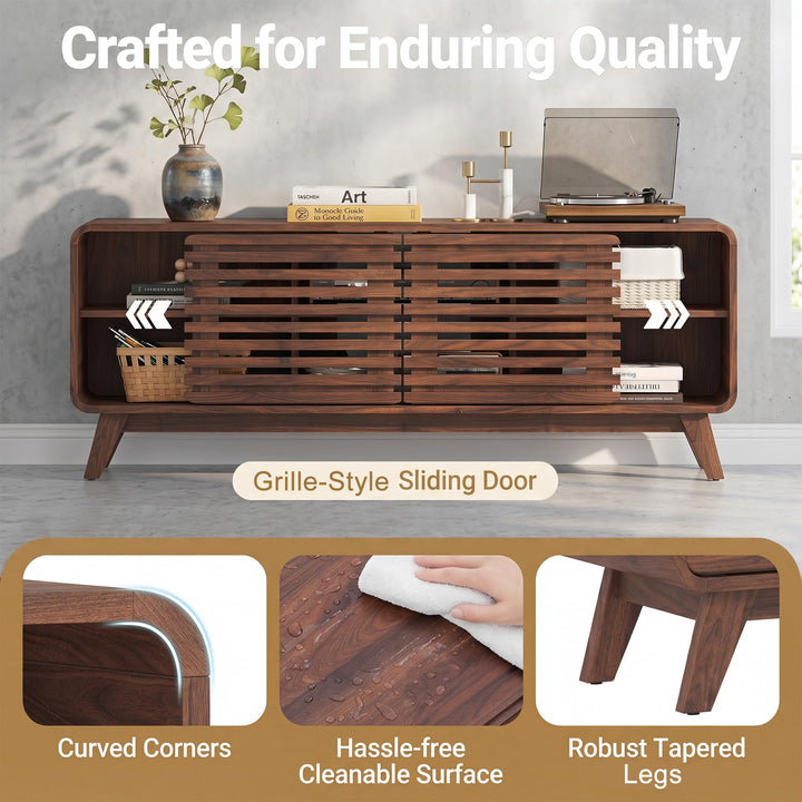 GIANTEX 58" Mid Century Modern TV Stand for 65 inch TV with Grille Doors
