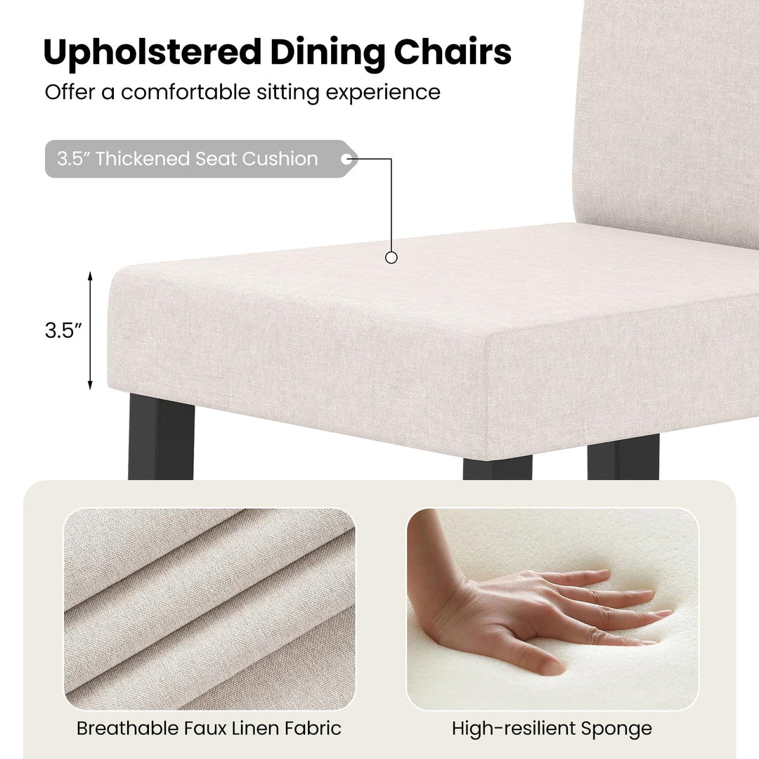 Giantex Upholstered Dining Chair Set of 2/4 Mid Century Modern Fabric Kitchen Chairs with Thick Padded Seat