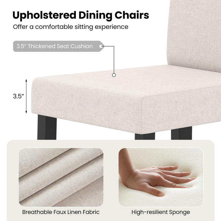 Giantex Upholstered Dining Chair Set of 2/4 Mid Century Modern Fabric Kitchen Chairs with Thick Padded Seat