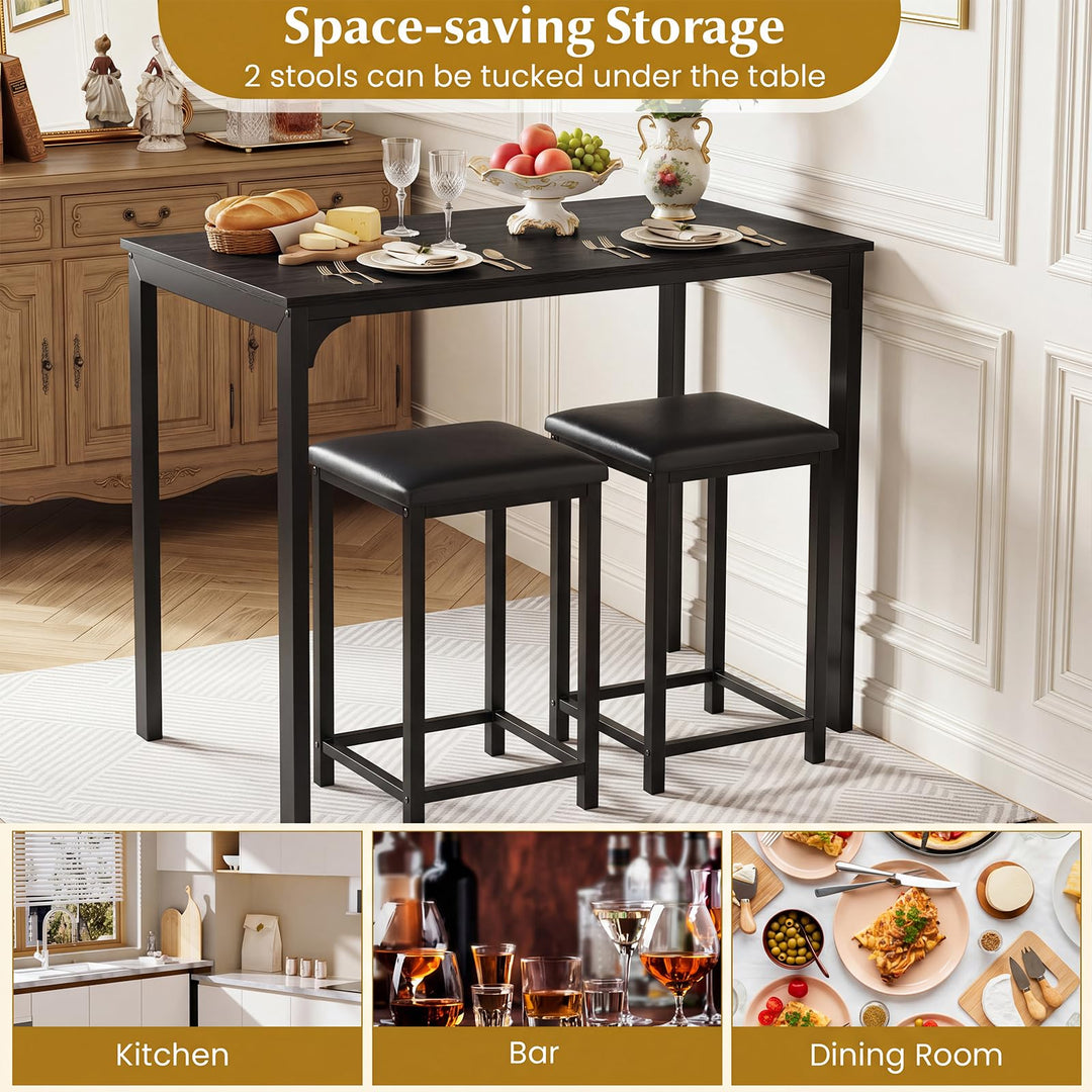 Giantex 3 Piece Dining Table Set with 32.5" Counter-Height table
