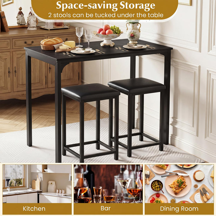 Giantex 3 Piece Dining Table Set with 32.5" Counter-Height table