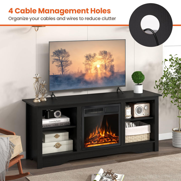 Giantex Fireplace TV Stand for TVs Up to 65”, Entertainment Center with Adjustable Shelves
