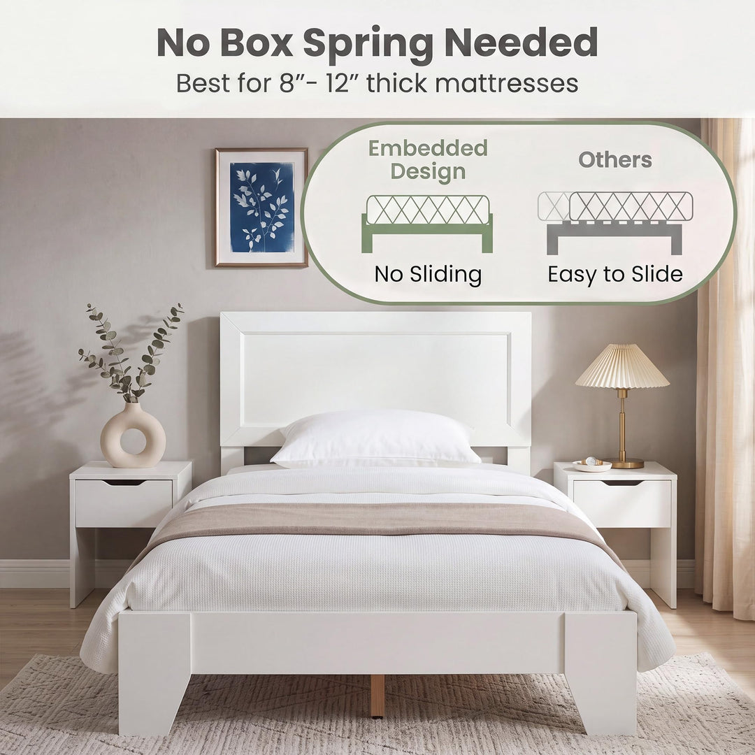 GIANTEX Twin/Full/Queen Size Wooden Bed Frame with Wood Slat Support