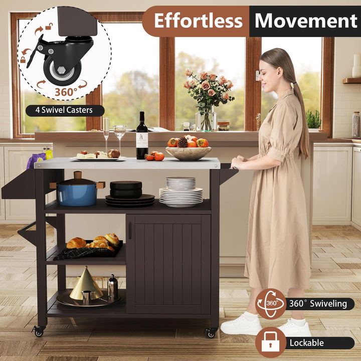 Giantex Outdoor Grill Cart with Storage Cabinet &amp; Shelves Patio Kitchen Island Table