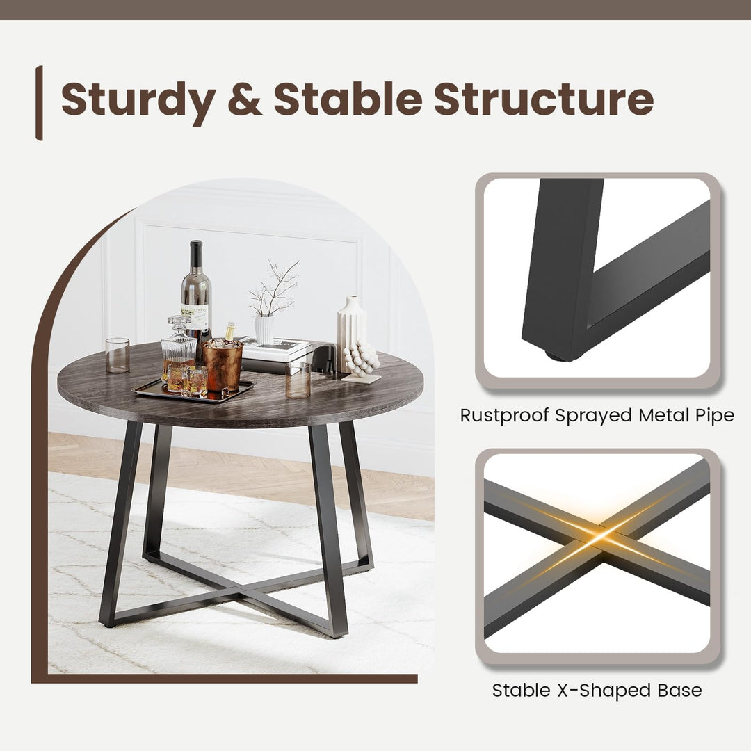 Giantex 47-inches Round Dining Table with Metal Pedestal Base