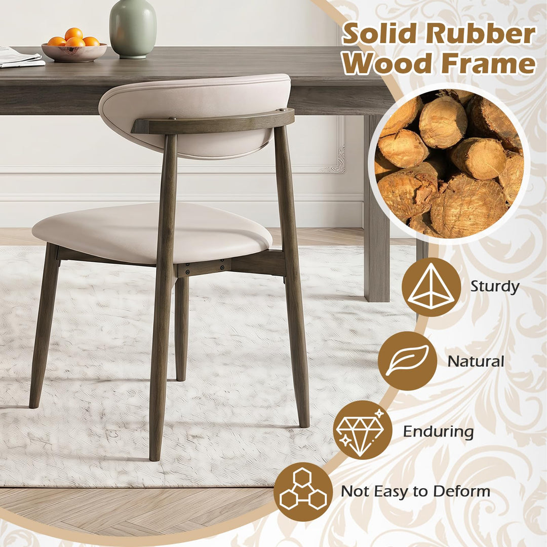 Giantex Wooden Dining Chairs Set of 2/4 with Curved Backrest &amp; Solid Rubber Wood Legs