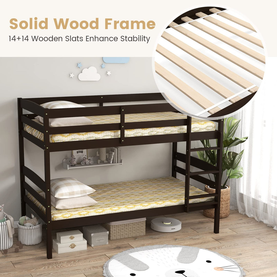 Giantex Bunk Bed, Solid Wood Detachable Bed Frame with High Guardrails &amp; Integrated Ladder