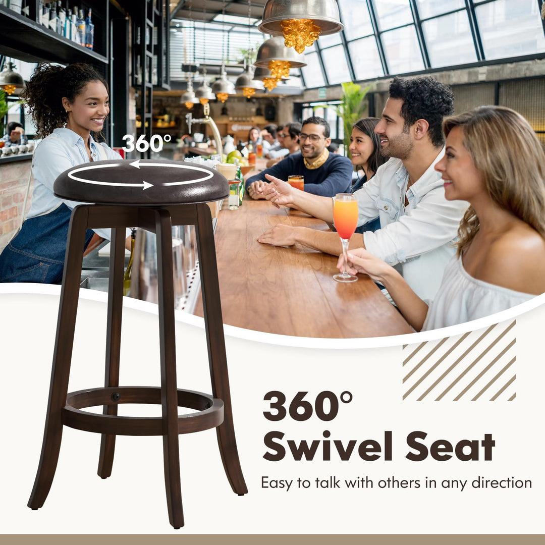 Giantex Bar Stools Set， 29"/ 24"  Bar Height Bar Stools w/ 360° Swivel Round Seat &amp; Footrest