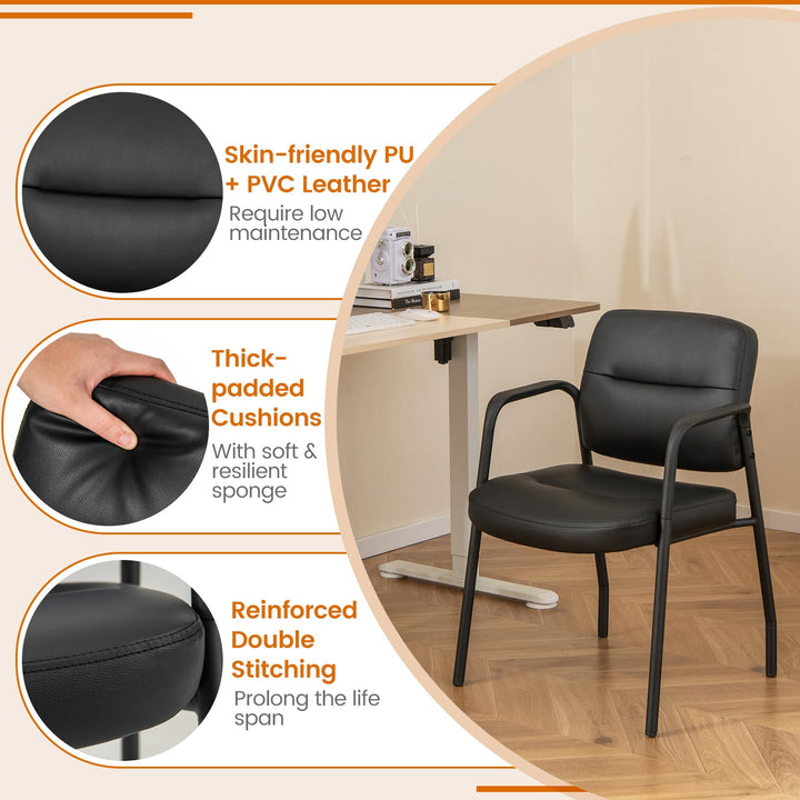 Giantex Waiting Room Chair Set - Upholstered Reception Chairs with Mixed PU Leather