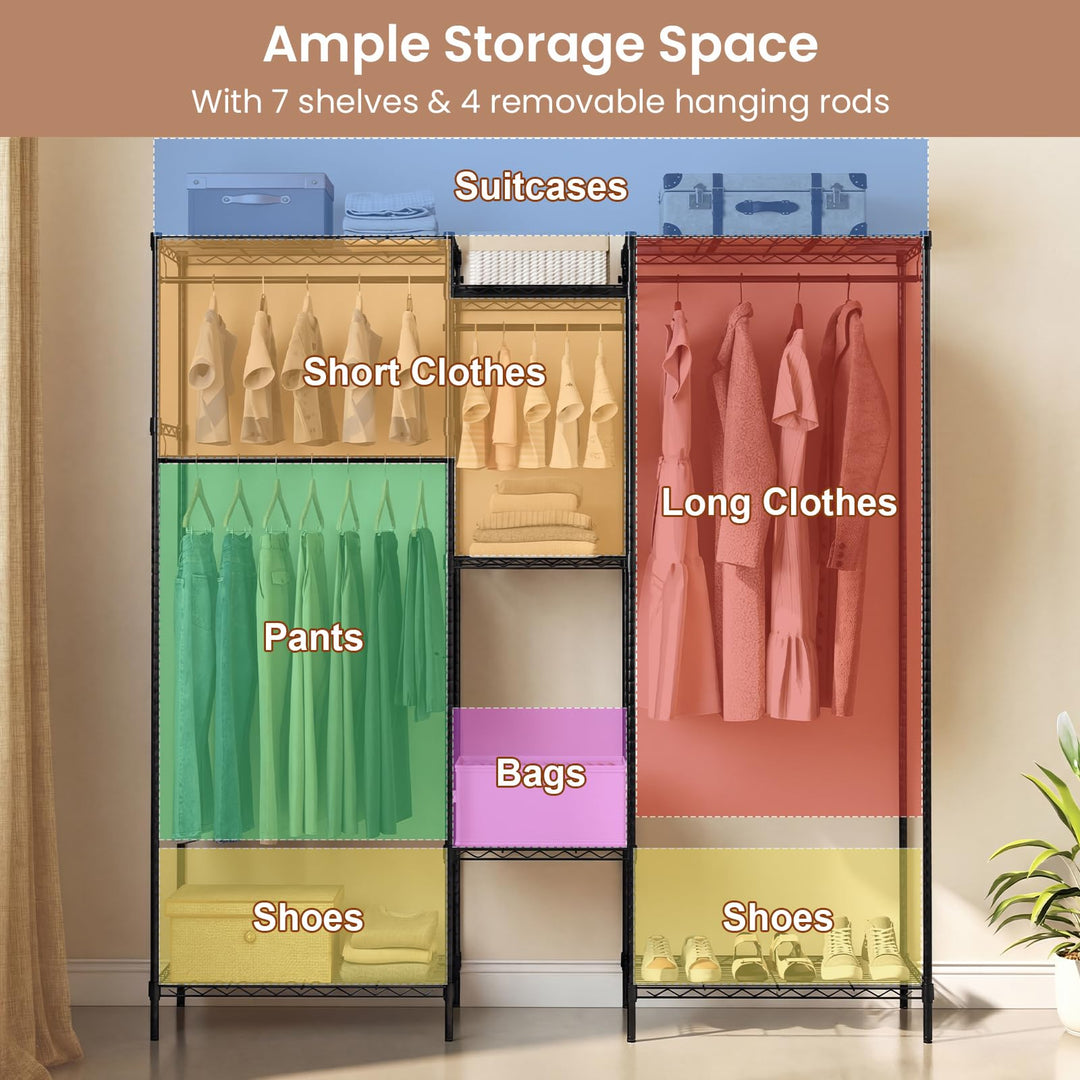 Giantex Convertible Clothes Organizer with L-shape &amp; Horizontal Installation