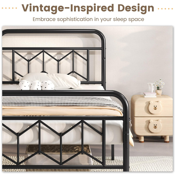 Giantex Metal Twin Bed Frames with Victorian Style Headboard &amp; Footboard, Heavy Duty Slats Support Mattress Foundation