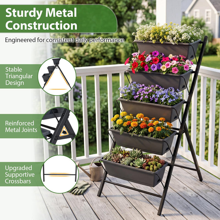 Giantex 5-Tier Vertical Garden Planter Set 1/2 Raised Garden Bed w/Drainage