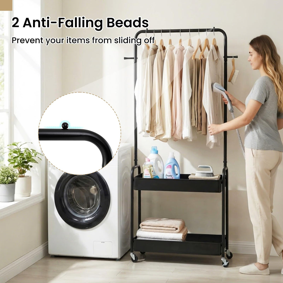 Giantex Heavy-Duty Rolling Clothes Rack with 2 Storage Baskets &amp; Side Hooks