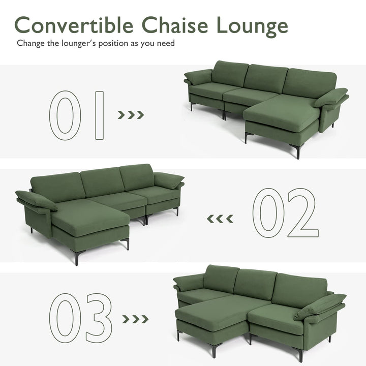 Giantex 100.5" L Convertible Sofa Couch, 3-Seat Sectional Sleeper with USB Ports &amp; Socket