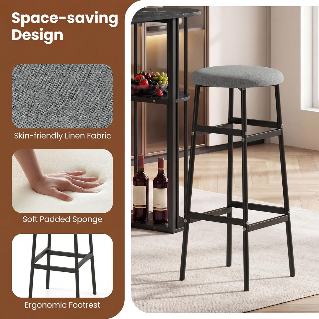 Giantex 3 Pieces Bar Table Set for 2 with 2 Padded Stools