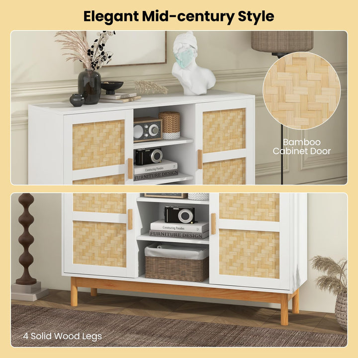Giantex Buffet Sideboard, Kitchen Storage Cabinet with 3 Open Shelves &amp; 2 Side Cabinets