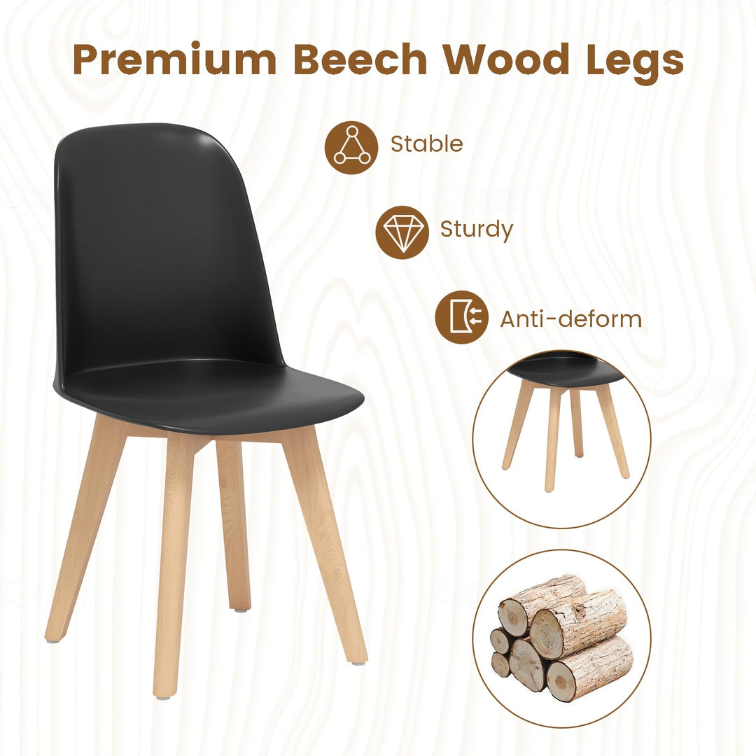 Giantex Modern Dining Chairs Set of 2/4 Armless Kitchen Chair w/Solid Beech Wood Legs