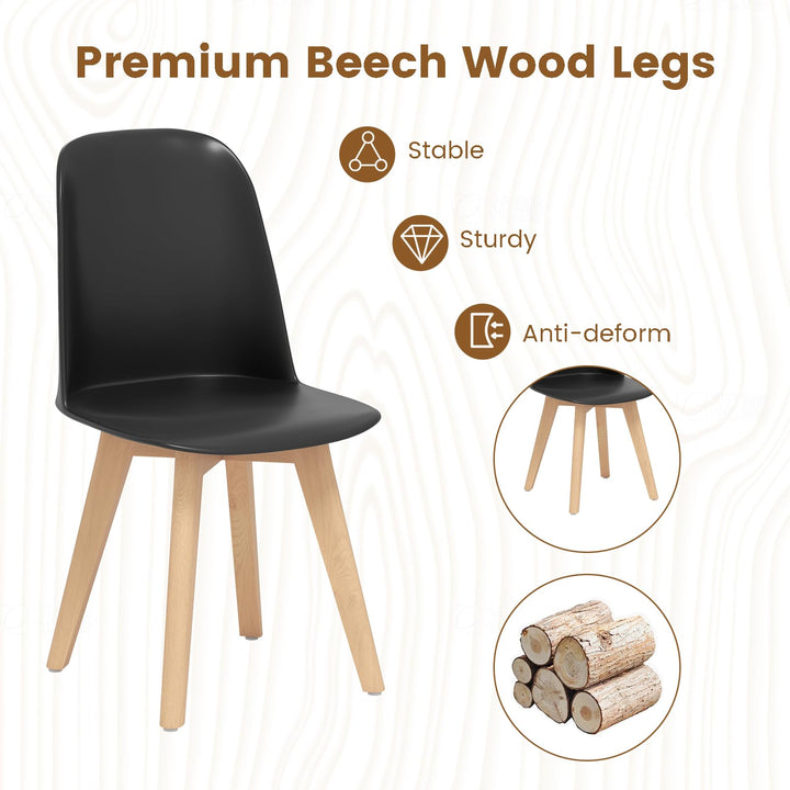 Giantex Modern Dining Chairs Set of 2/4 Armless Kitchen Chair w/Solid Beech Wood Legs