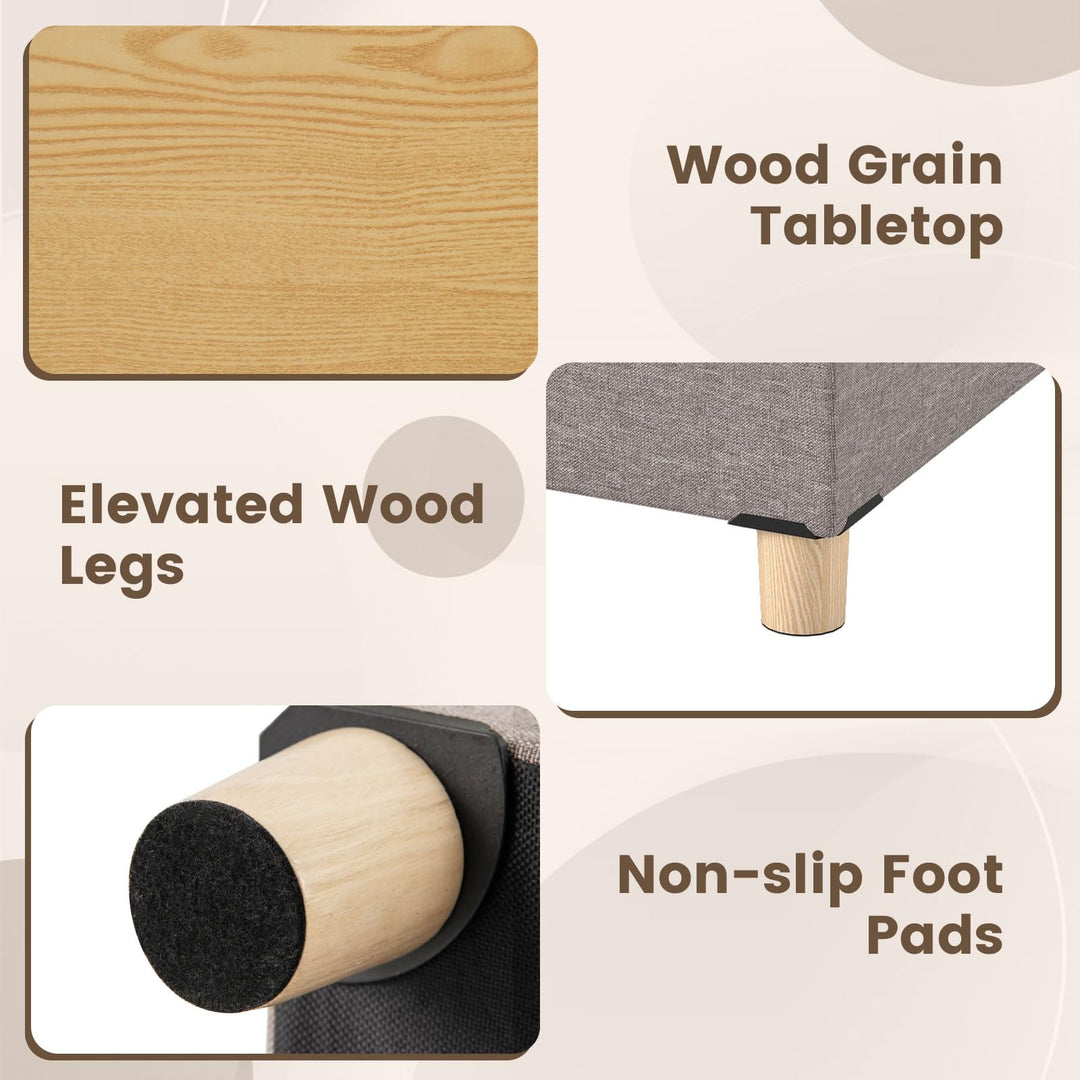 Giantex 30 Inches Storage Ottoman Bench with Tray and Rubber Wood Legs