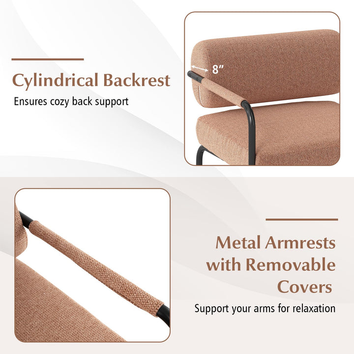 Giantex Velvet Upholstered Living Room Chair with Thickened Backrest &amp; Metal Armrests