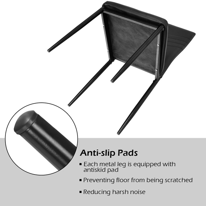 4 Dining Chairs, High Back Dining Side Chairs w/PVC Leather &amp; Non-Slip Feet Pads