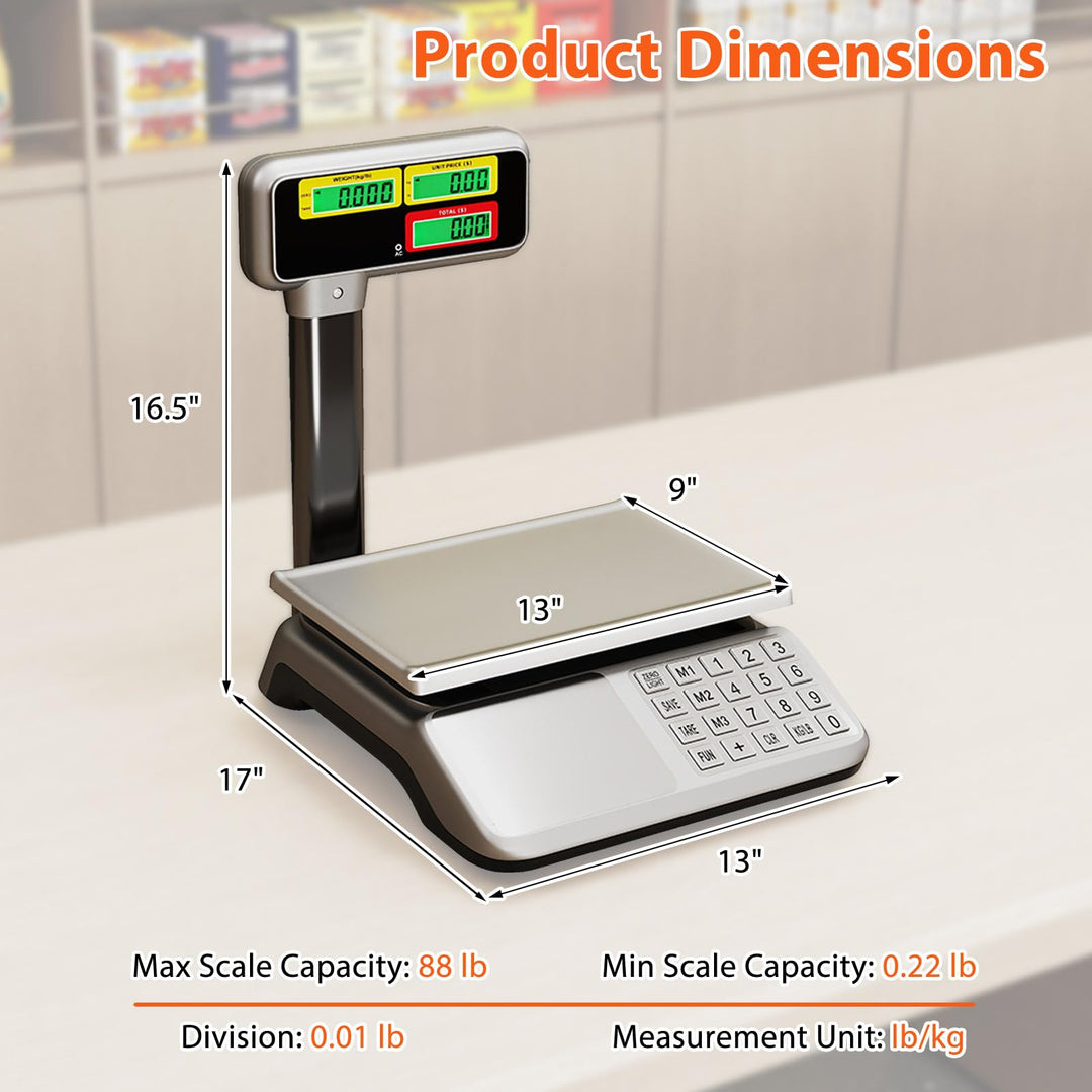 Giantex 88lb/40kg Price Computing Scale w/Pole &amp; Dual LCD Display