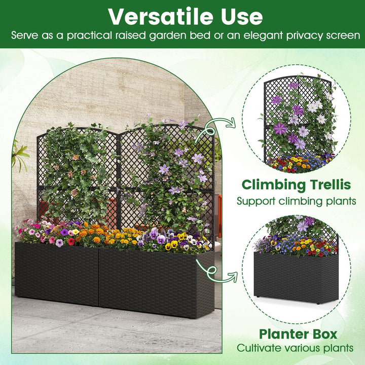 Giantex 49 inch Tall PE Rattan Raised Garden Bed with Trellis
