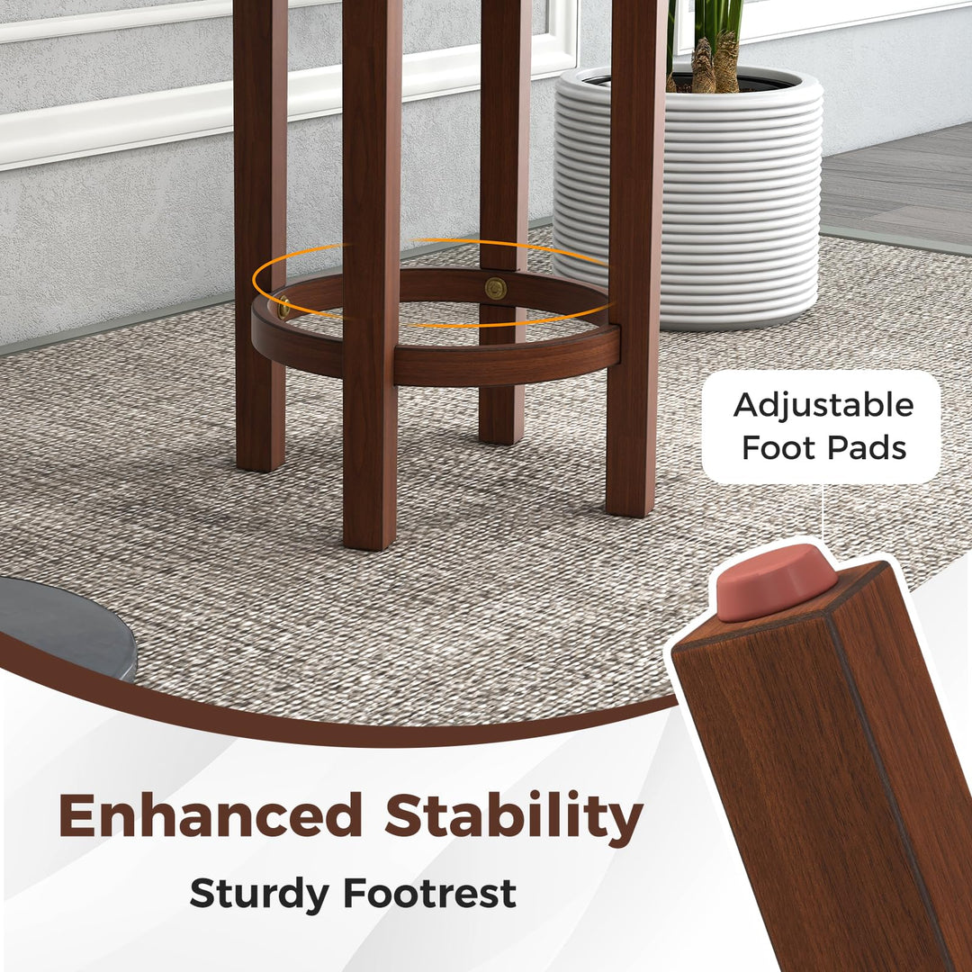 Giantex Bar Stools Set, 25-Inch Counter Height Stools with Round Seat, Footrest, Wooden Frame