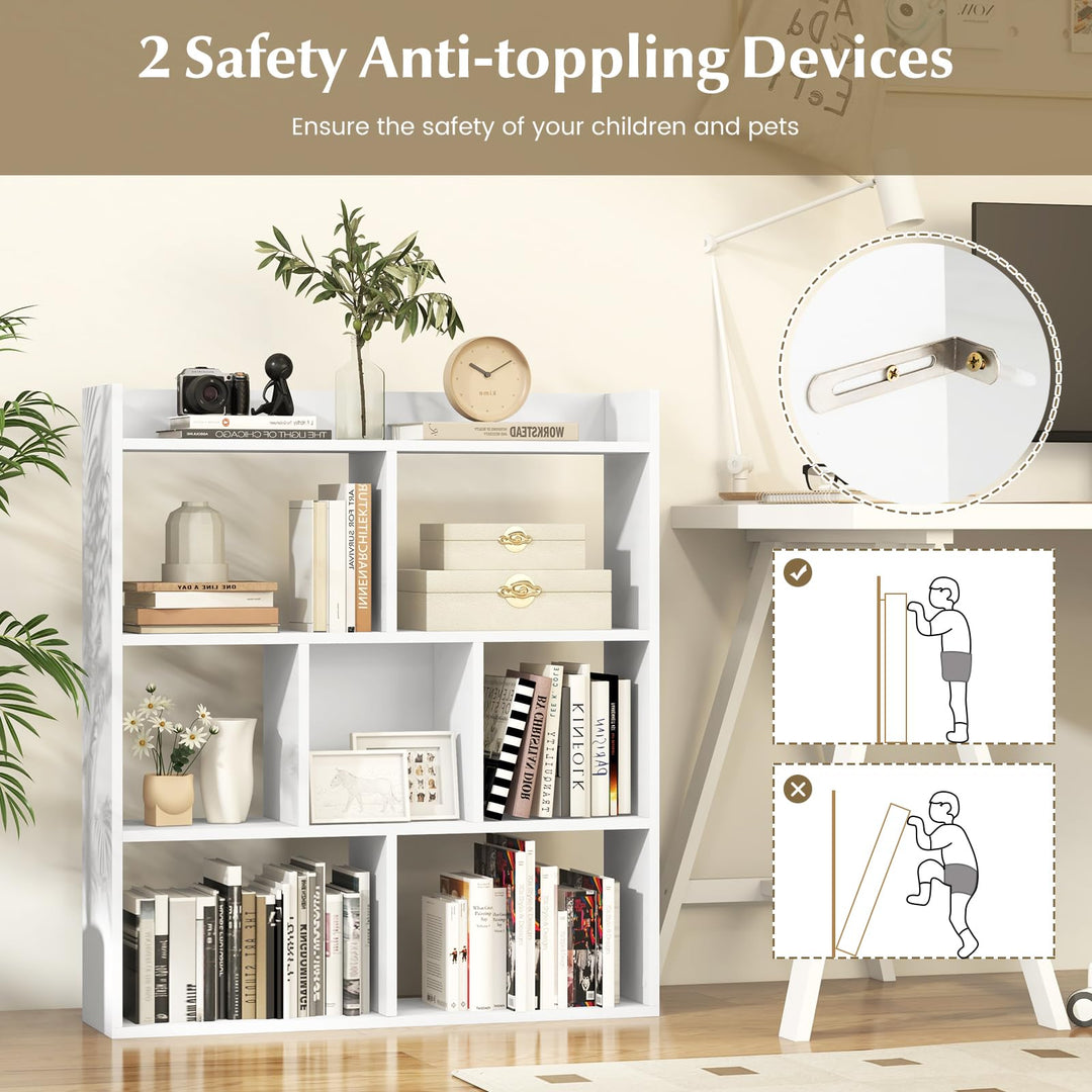 Giantex 7 Cube Bookshelf with Anti Toppling Devices for Living Room