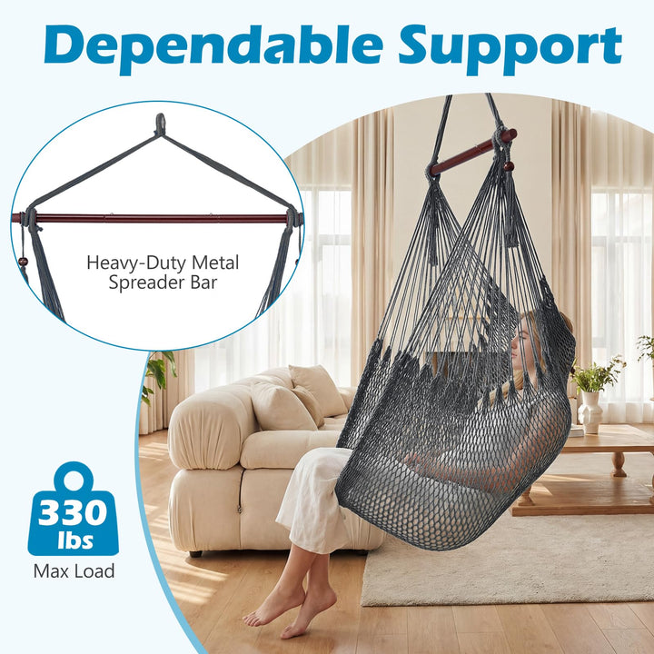 Giantex Caribbean Hammock Chair | Large Hanging Chair with Metal Spreader Bar