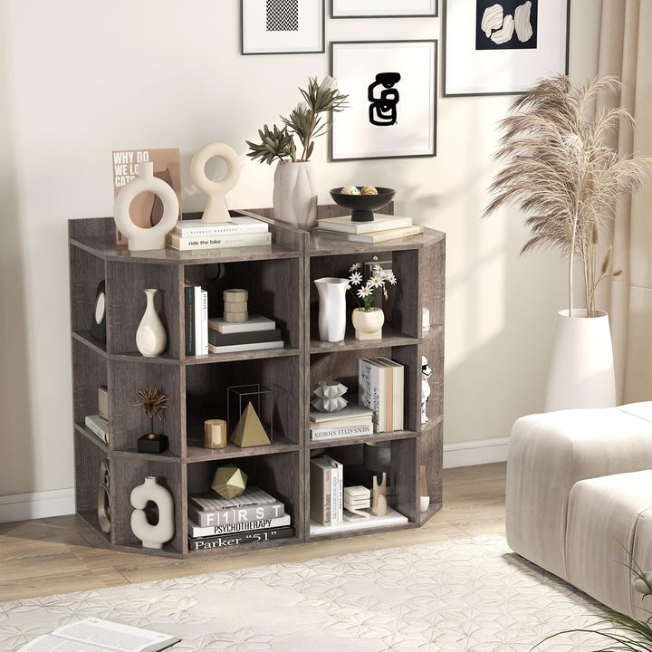 Giantex 3-Tier Corner Cabinet with Charging Station, Corner Shelf with 9 Cubbies, 2 USB Ports &amp; 4 Outlets