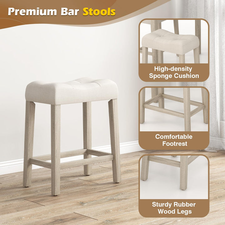 5 Pieces Bar Table Set with Square Table and 4 Padded Stools-Gray