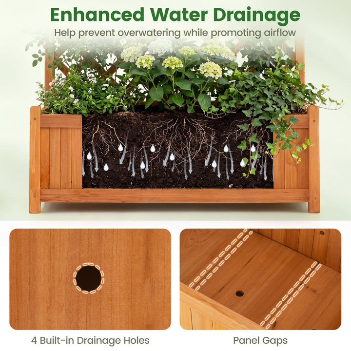 Giantex 71" Wooden Raised Garden Bed with Trellis (1/2)