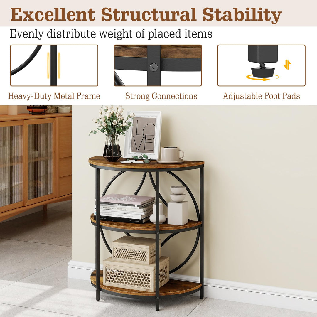 Giantex Half Round End Table 3-Tier Narrow Side Table(1/2)