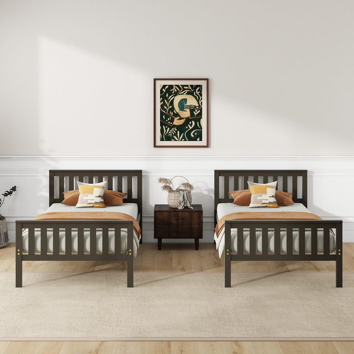 Giantex Queen/Full/Twin Size Wood Bed Frames with Headboard, Mid Century Platform Bed with Wooden Slats Support