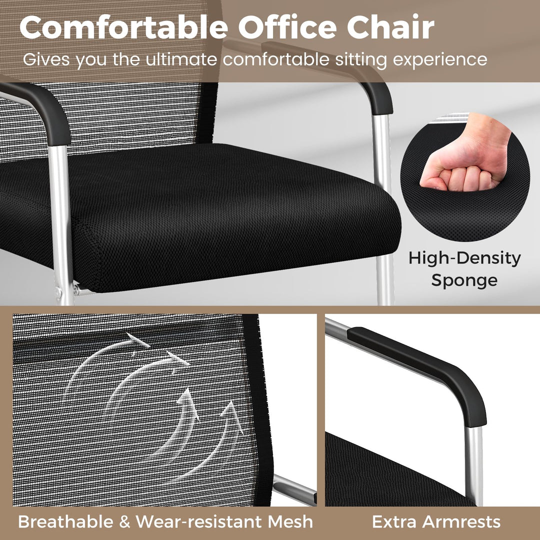 Giantex Waiting Room Chairs, Office Guest Chairs, Lobby Chairs with Metal Sled Base &amp; Armrests